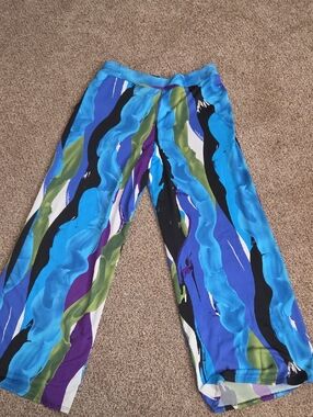Sharagano Black, Blue & Purple Abstract Print Pants